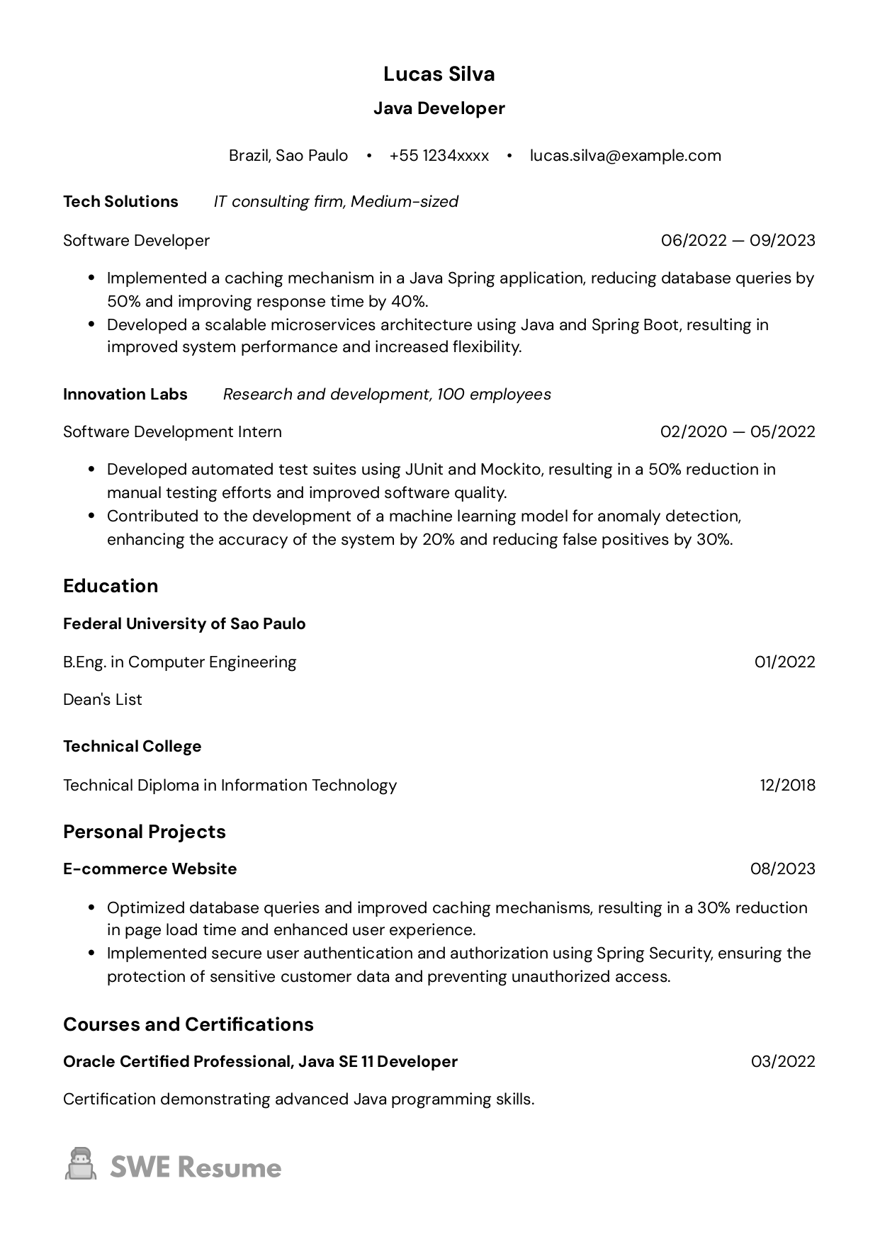 Junior Java Developer Resume